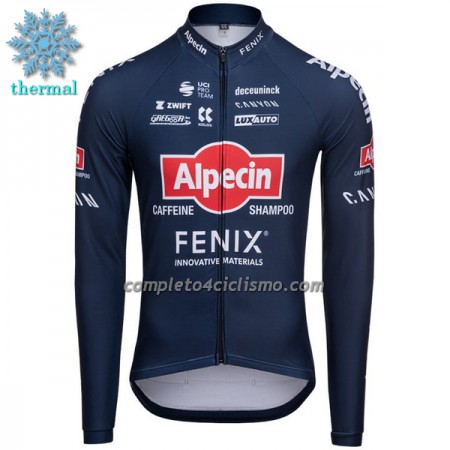 Maglia 2022 Alpecin-Fenix Manica Lunga Winter Invernale Blu